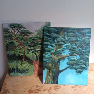 Hand painted trees on canvas - by Wallace Art Studio