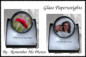 Personalised glass paperweights - by Remember Me Photos