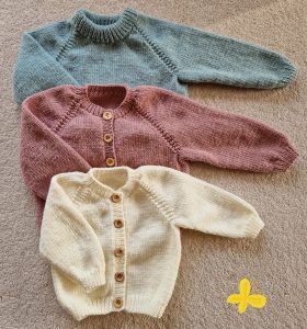Selection of baby cardigans - by Valtos Hand Knits