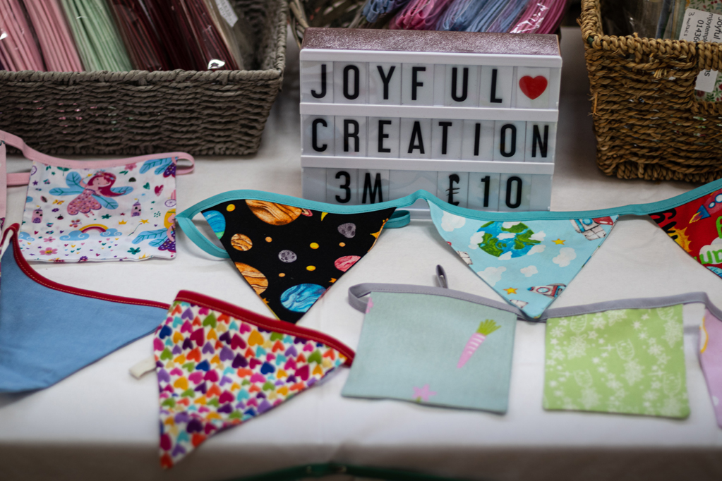 Hand sewn bunting by Joyful Creations - taken at the 2024 Easter Craft Fair by the Helensburgh and Lomond Artisans Association (HLAA)