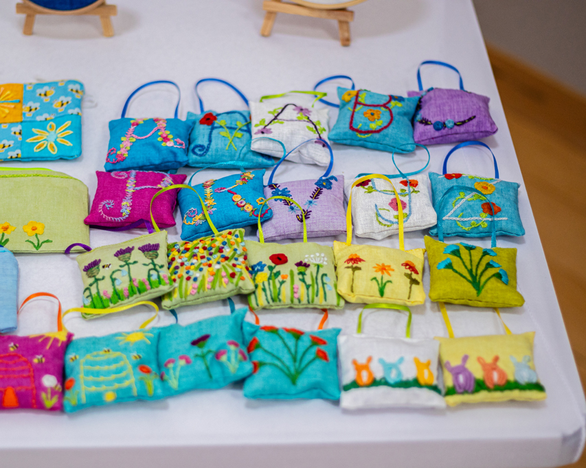 Miniature hand sewn bags by Sew Fab - taken at the 2024 Easter Craft Fair by the Helensburgh and Lomond Artisans Association (HLAA)