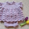 Hand knitted, lavender baby outfit - by Valtos Hand Knits